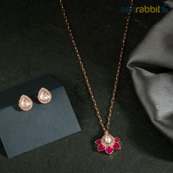 Sellrabbit Ruby Pendant Set. SKU-KS-10023