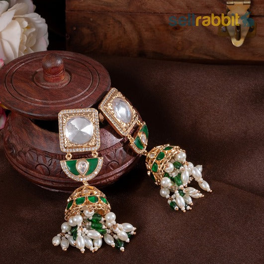 Sellrabbit Choker Kundan Moti Set With a pair of earrings. SKU-MP-10035