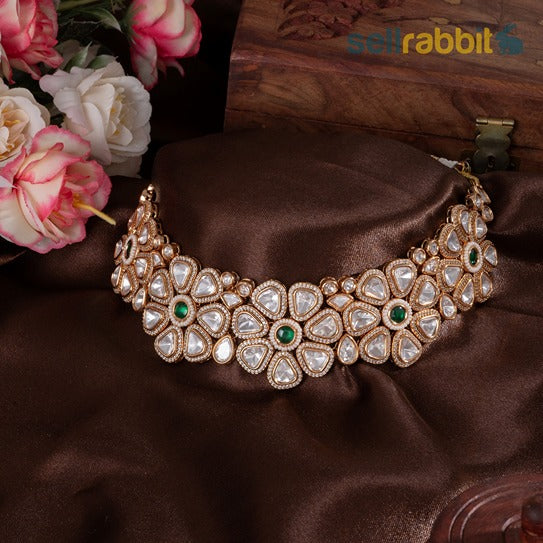 Sellrabbit Kundan Diamond Choker Set. SKU-KS-10045