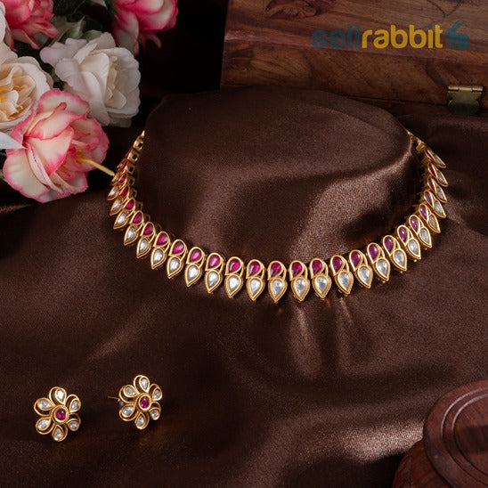 Sellrabbit Gold Plated Kundan Set. SKU-KS-10046