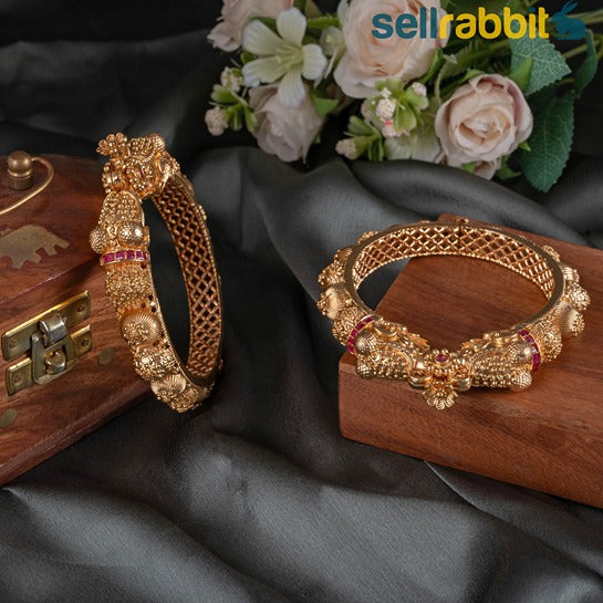 SellRabbit's Gold-Plated Openable Kada. SKU-AB-10089