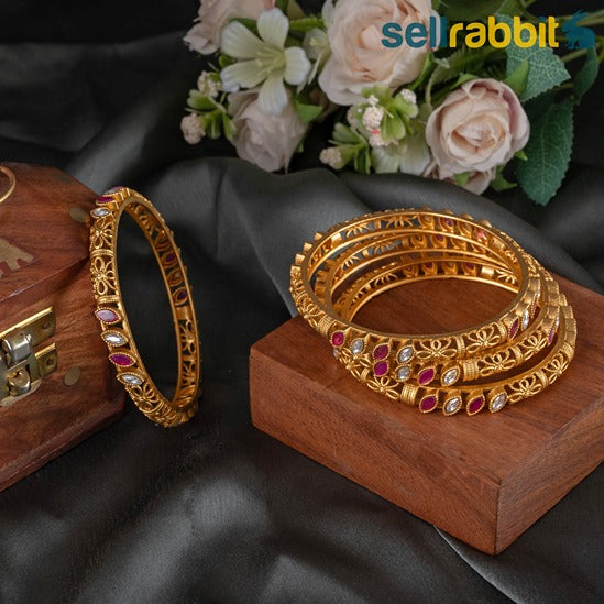 Sellrabbit Gold Plated Bangles. SKU-AB-10094