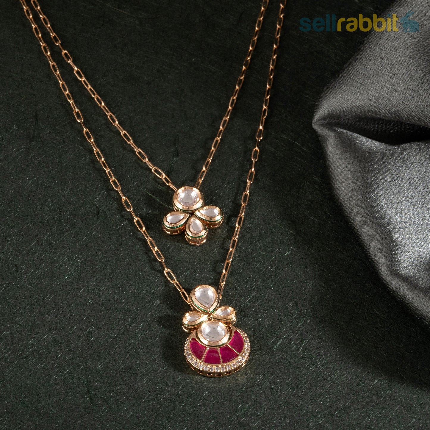 Two Layered Ruby Pendant Set. SKU-KS-10018